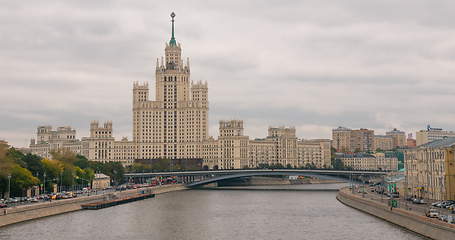 Image showing Stalin era tower building skyscraper on Kotelnicheskaya embankment