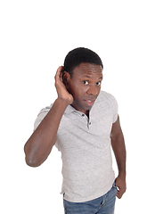 Image showing Black man can not hear what you say