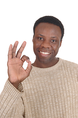 Image showing Happy smiling African man sign ok