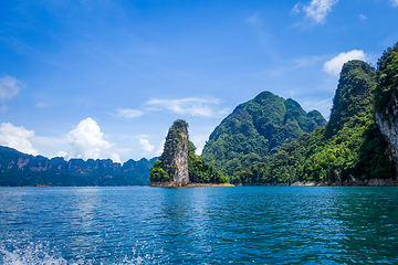 Image showing Cheow Lan Lake cliffs, Khao Sok National Park, Thailand