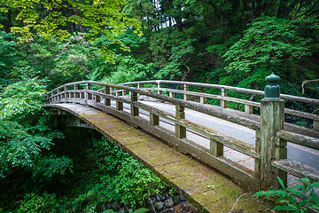 Image showing Traditional japanese wooden bridge in Nikko, Japan
