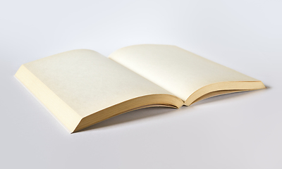 Image showing Old open blank book isolated on grey