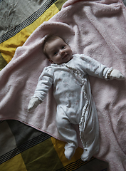 Image showing happy newborn little baby smilling