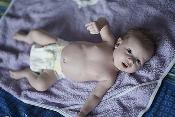 Image showing happy newborn little baby smilling