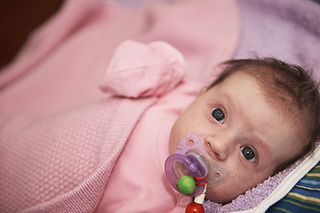 Image showing happy newborn little baby smilling