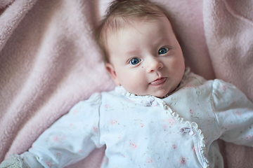 Image showing happy newborn little baby smilling