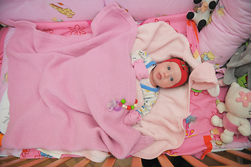 Image showing happy newborn little baby smilling