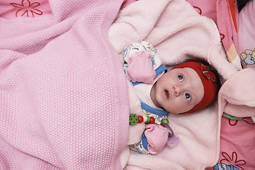 Image showing happy newborn little baby smilling