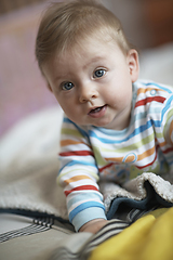 Image showing cute little newborn baby smilling