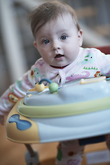 Image showing baby learning to walk in walker