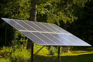 Image showing Solar Panel in a Forest Sunbeam