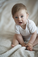 Image showing cute little newborn baby smilling