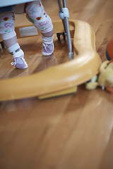 Image showing baby learning to walk in walker