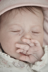 Image showing newborn baby sleeping at home in bed