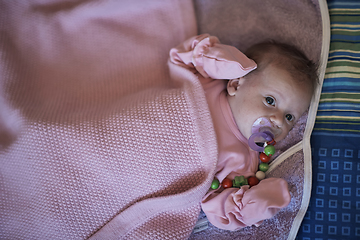 Image showing happy newborn little baby smilling