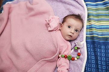 Image showing happy newborn little baby smilling