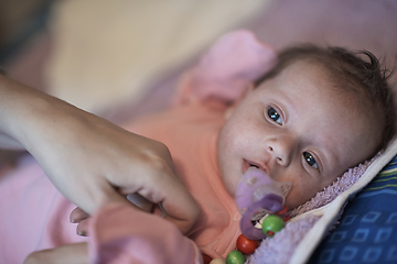 Image showing happy newborn little baby smilling