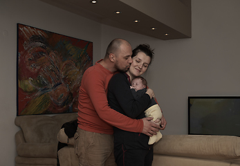 Image showing young family portrait with newborn baby