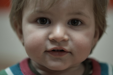 Image showing Closeup portrait of the one year old baby