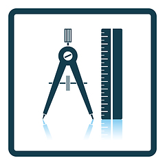 Image showing Flat design icon of Compasses and scale iin ui colors