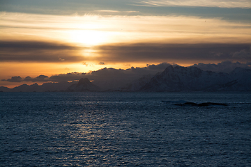 Image showing Sunset at the Lofoten, Norway