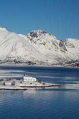 Image showing Sildpollnes Church, Lofoten, Norway