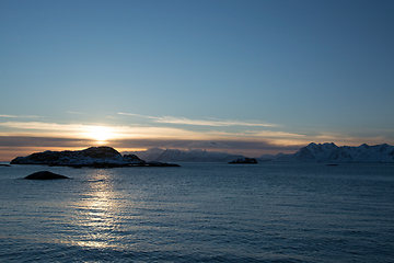 Image showing Sunset at the Lofoten, Norway