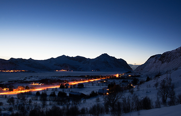 Image showing Blue Hour near Borg, Lofoten, Norway