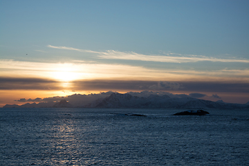 Image showing Sunset at the Lofoten, Norway