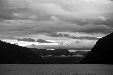 Image showing Lustrafjorden in Black and White, Sogn og Fjordane, Norway