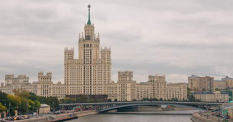 Image showing Stalin era tower building skyscraper on Kotelnicheskaya embankment