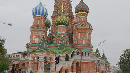 Image showing MOSCOW - OCTOBER 14: The Saint Basil\'s (Resurrection) Cathedral tops on the Moscow on October 14, 2017 in Moscow, Russia