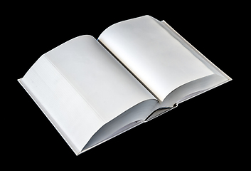 Image showing Open blank dictionary, book isolated on black
