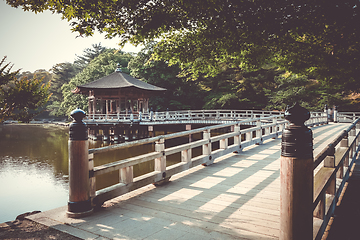 Image showing Ukimido Pavillion on water in Nara park, Japan