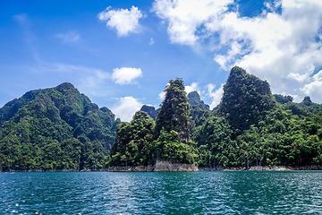 Image showing Cheow Lan Lake cliffs, Khao Sok National Park, Thailand