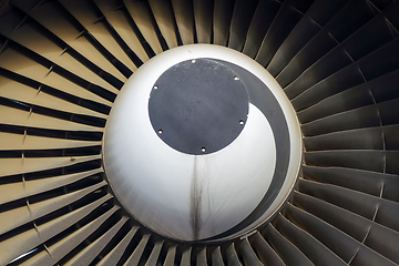 Image showing Airplane engine detail. closeup picture