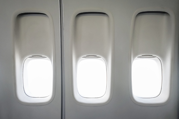 Image showing Blank airplane windows