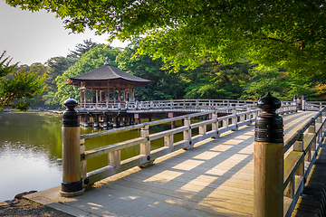 Image showing Ukimido Pavillion on water in Nara park, Japan