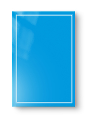 Image showing Closed blue blank book with frame isolated on white