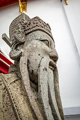 Image showing Chinese Guard statue in Wat Pho, Bangkok, Thailand