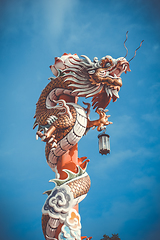 Image showing Dragon statue in Wat Phanan Choeng, Ayutthaya, Thailand