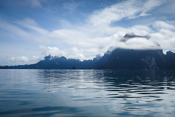 Image showing Morning on Cheow Lan Lake, Khao Sok National Park, Thailand