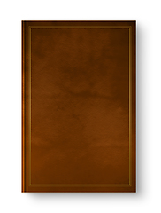 Image showing Closed leather blank book with frame isolated on white