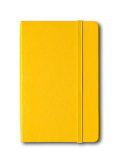 Image showing Yellow closed notebook isolated on white