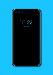 Image showing All-screen black smartphone mockup isolated on blue. 3D render