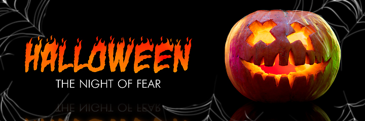 Image showing Scary pumpkin on black background, the night of fear