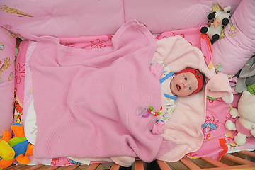 Image showing happy newborn little baby smilling