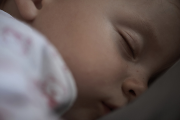 Image showing newborn baby sleeping at home in bed