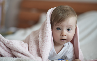 Image showing cute little newborn baby smilling