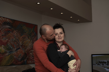 Image showing young family portrait with newborn baby